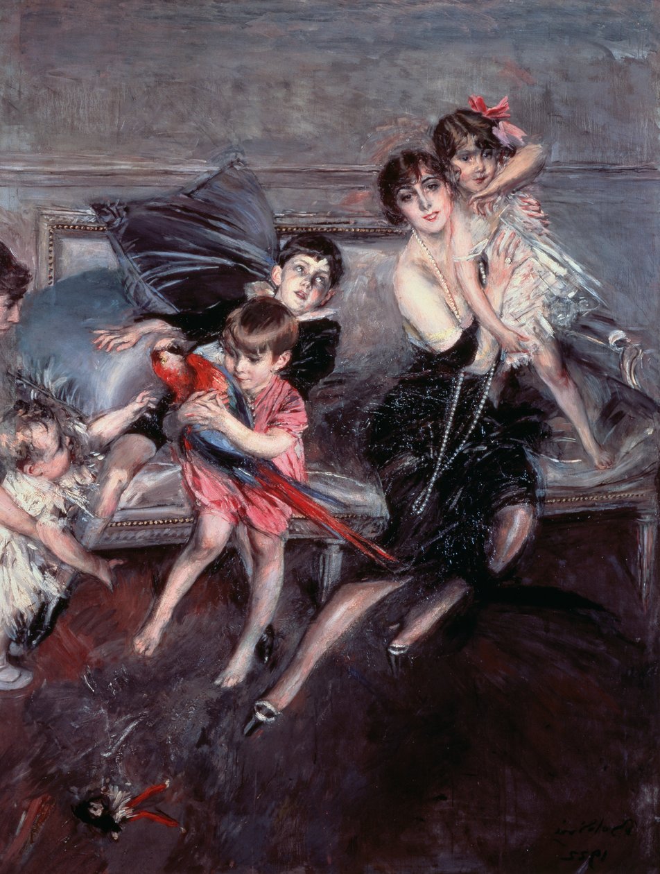 Paní Edwardsová se čtyřmi dětmi a chůvou od Giovanni Boldini