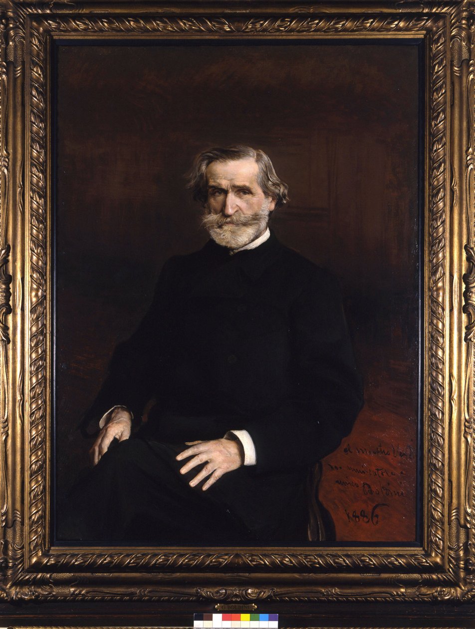 Portrét Giuseppe Verdiho (1813 - 1901), italského skladatele Giuseppe Boldiniho. Domov důchodců pro hudebníky G. Verdi od Giovanni Boldini