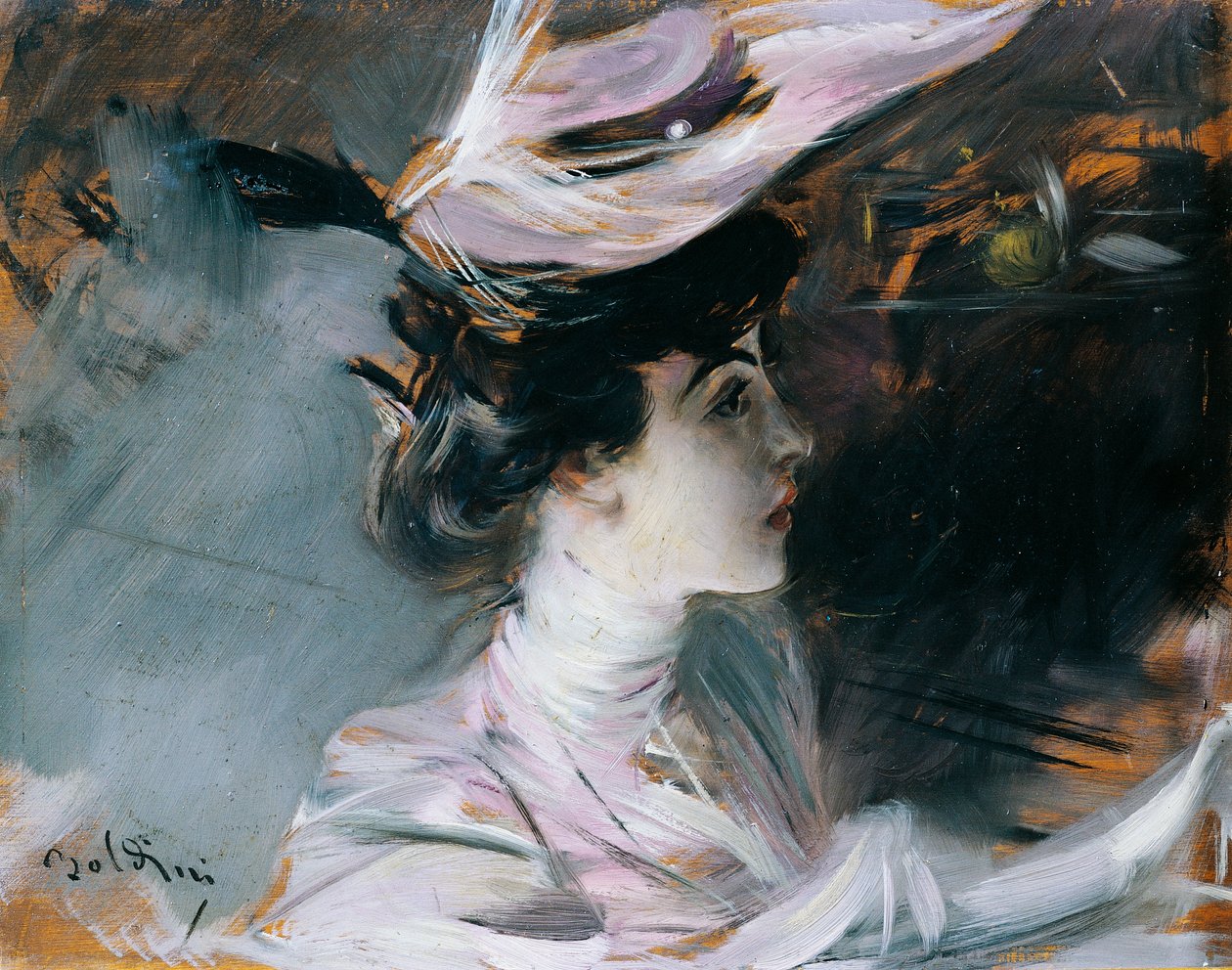 Portrét Liny Cavalieri s novým kloboukem, Giovanni Boldini (1842-1931) od Giovanni Boldini