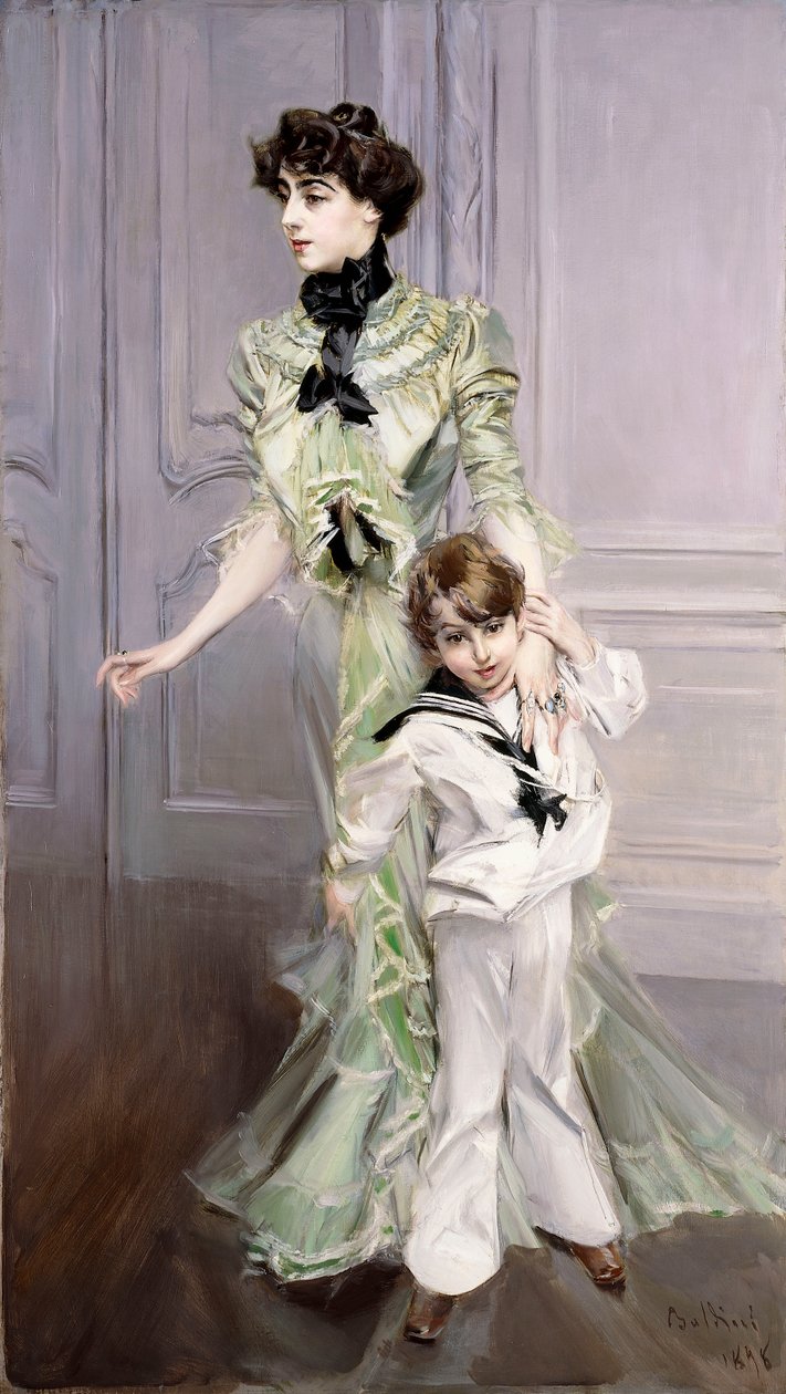 Portrét Madame Hugo a jejího syna, 1924 od Giovanni Boldini