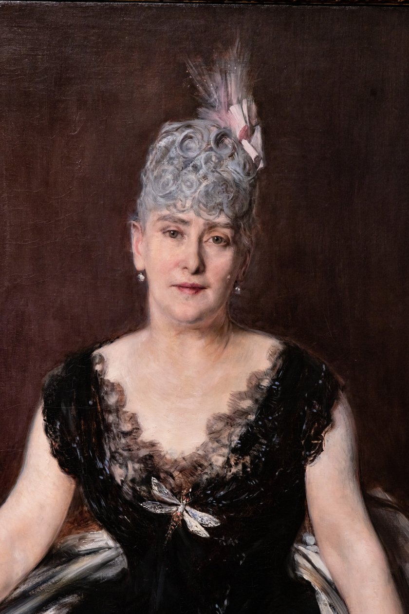 Portrét Madame Seligman, detail od Giovanni Boldini
