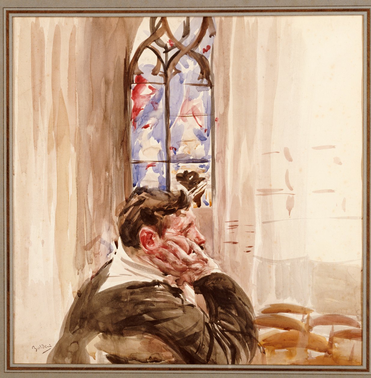 Portrét muže v kostele, 1900 od Giovanni Boldini