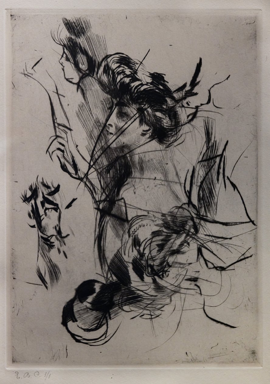 Portrét mladé ženy s postavami od Giovanni Boldini