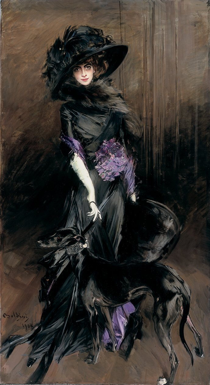 Portrét Marchesa Luisa Casati s greyhoundem od Giovanni Boldini