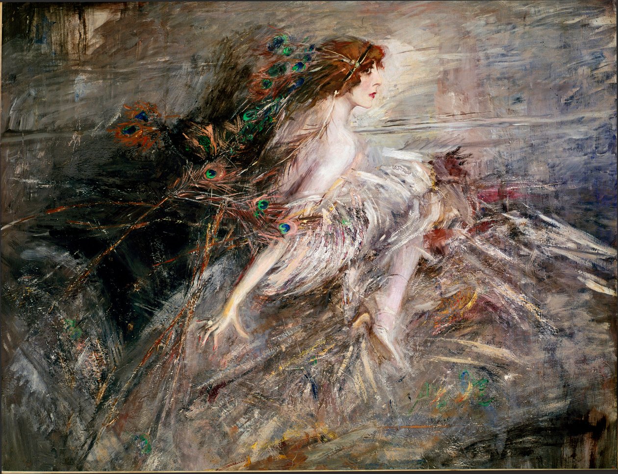Portrét markýzy Casati s malbou pavích per od Giovanniho Boldiniho od Giovanni Boldini
