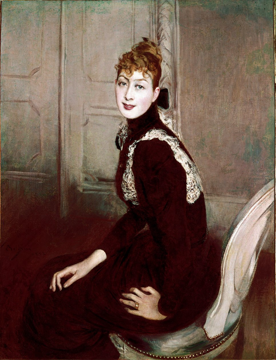 Portrét markýze Franzoni. Obraz Giovanni Boldini (1842-1931) od Giovanni Boldini