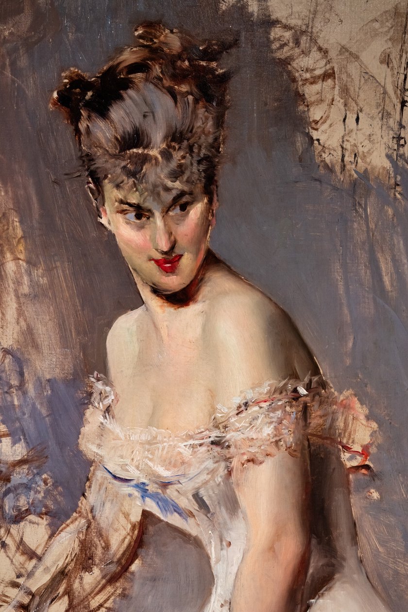 Portrét herečky Alice Regnaultové, detail od Giovanni Boldini