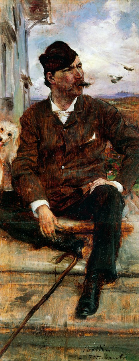 Portrét malíře Cristiana Bantiho v kostkovaném klobouku od Giovanni Boldini