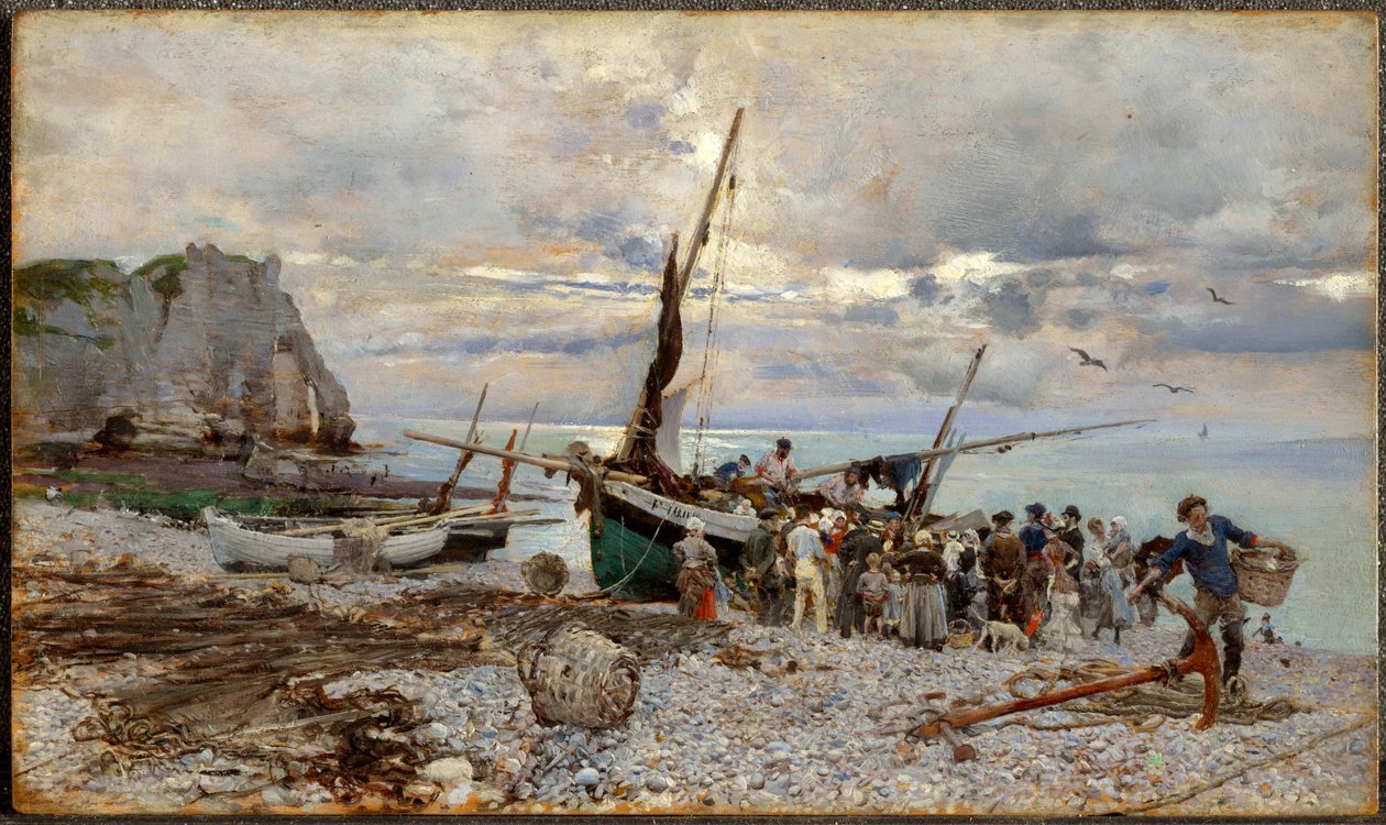 Návrat rybářských lodí, Étretat od Giovanni Boldini