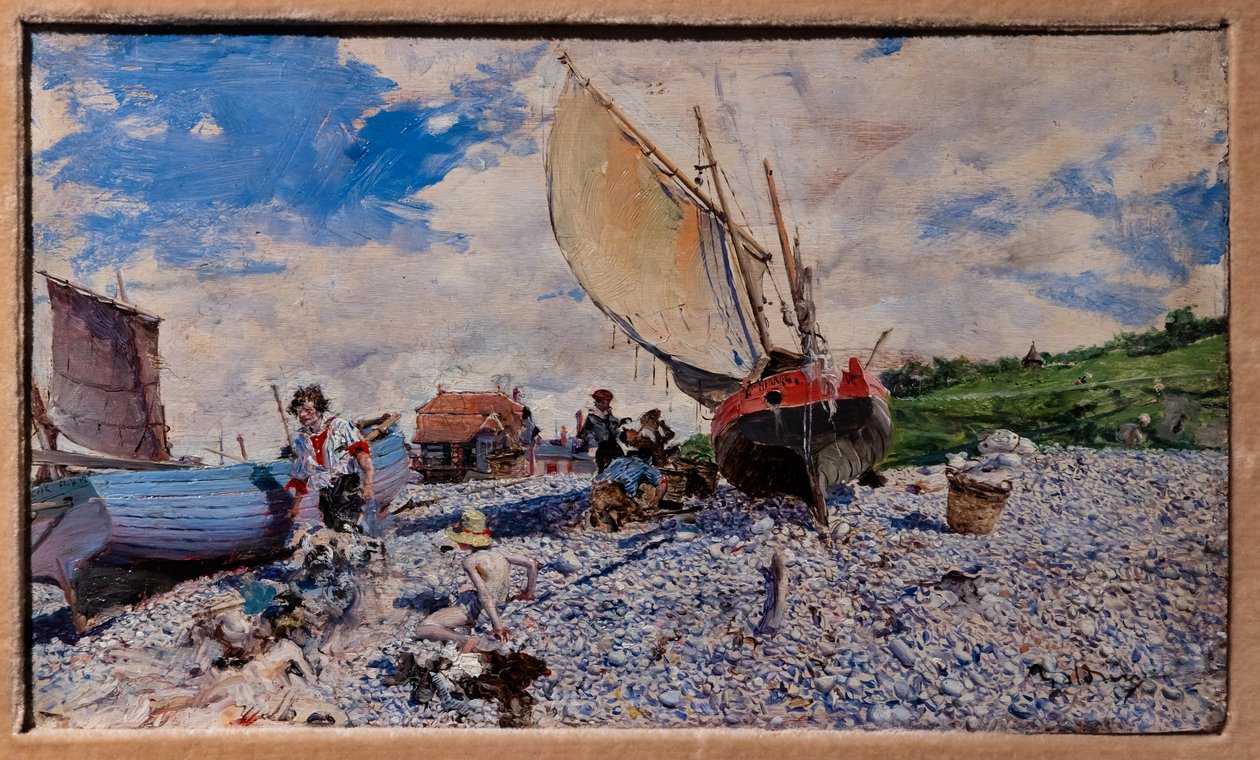 Pláž v Etretatu od Giovanni Boldini