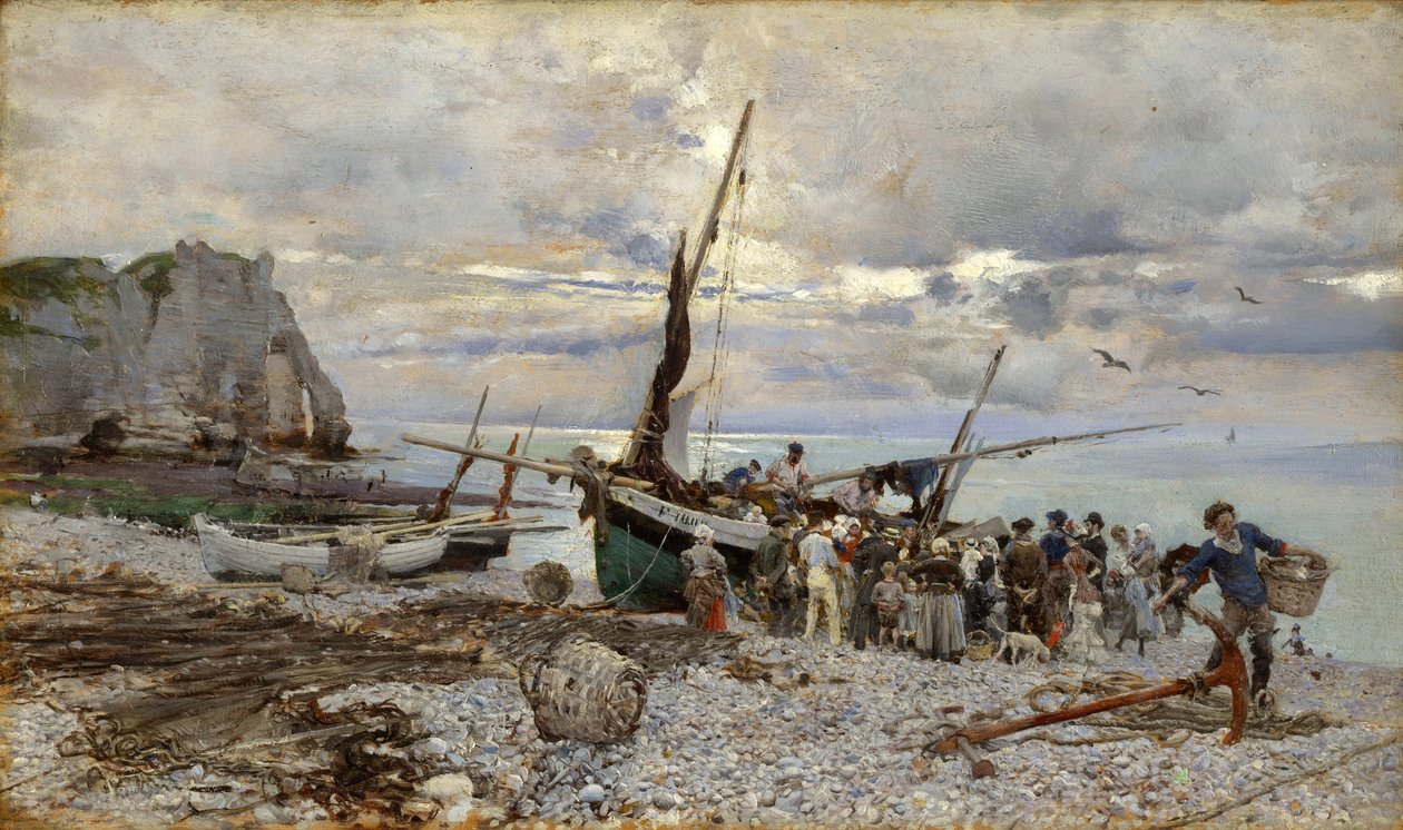 Návrat rybářských člunů, Etretat, 1879 od Giovanni Boldini