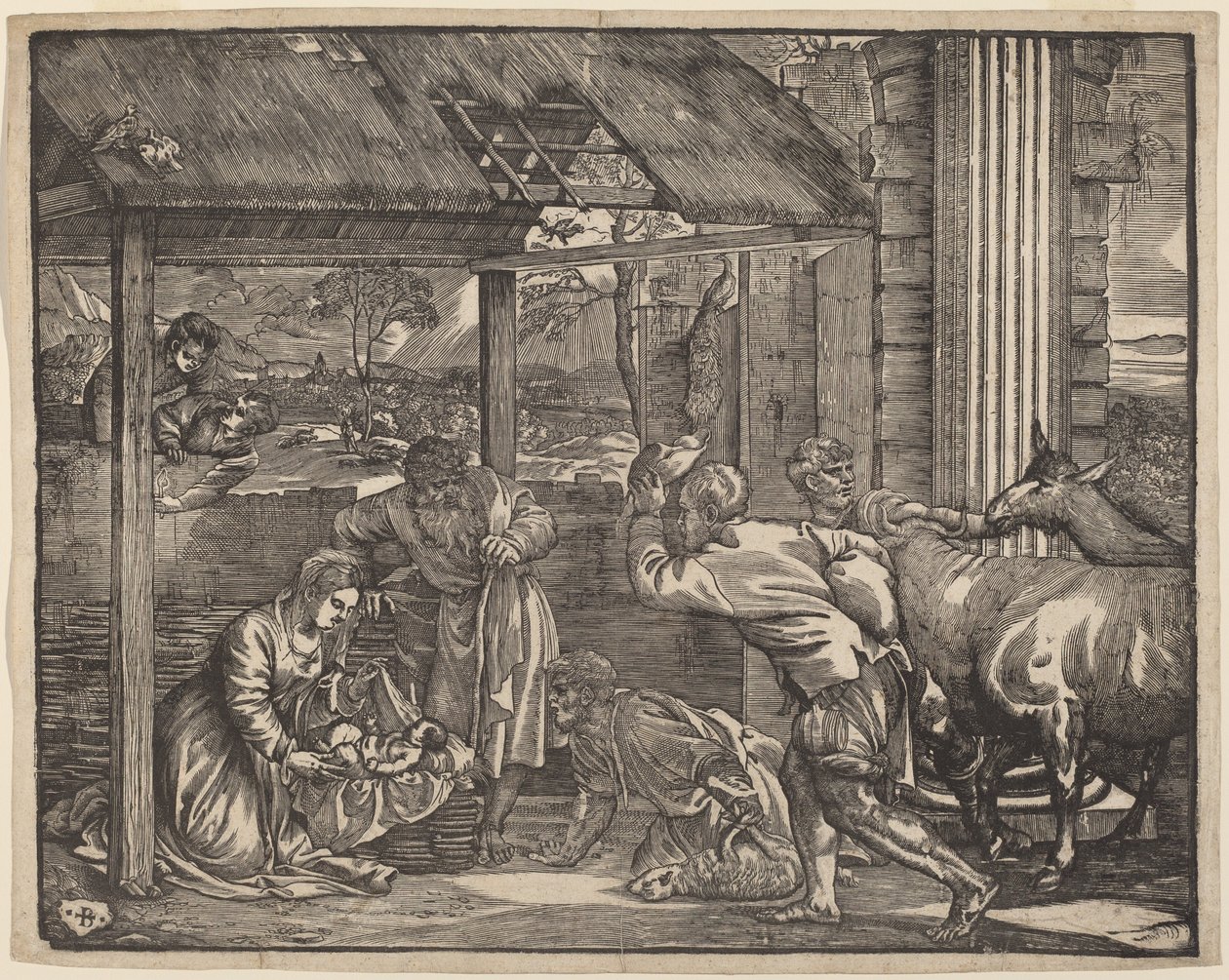 Klanění pastýřů od Giovanni Britto after Titian