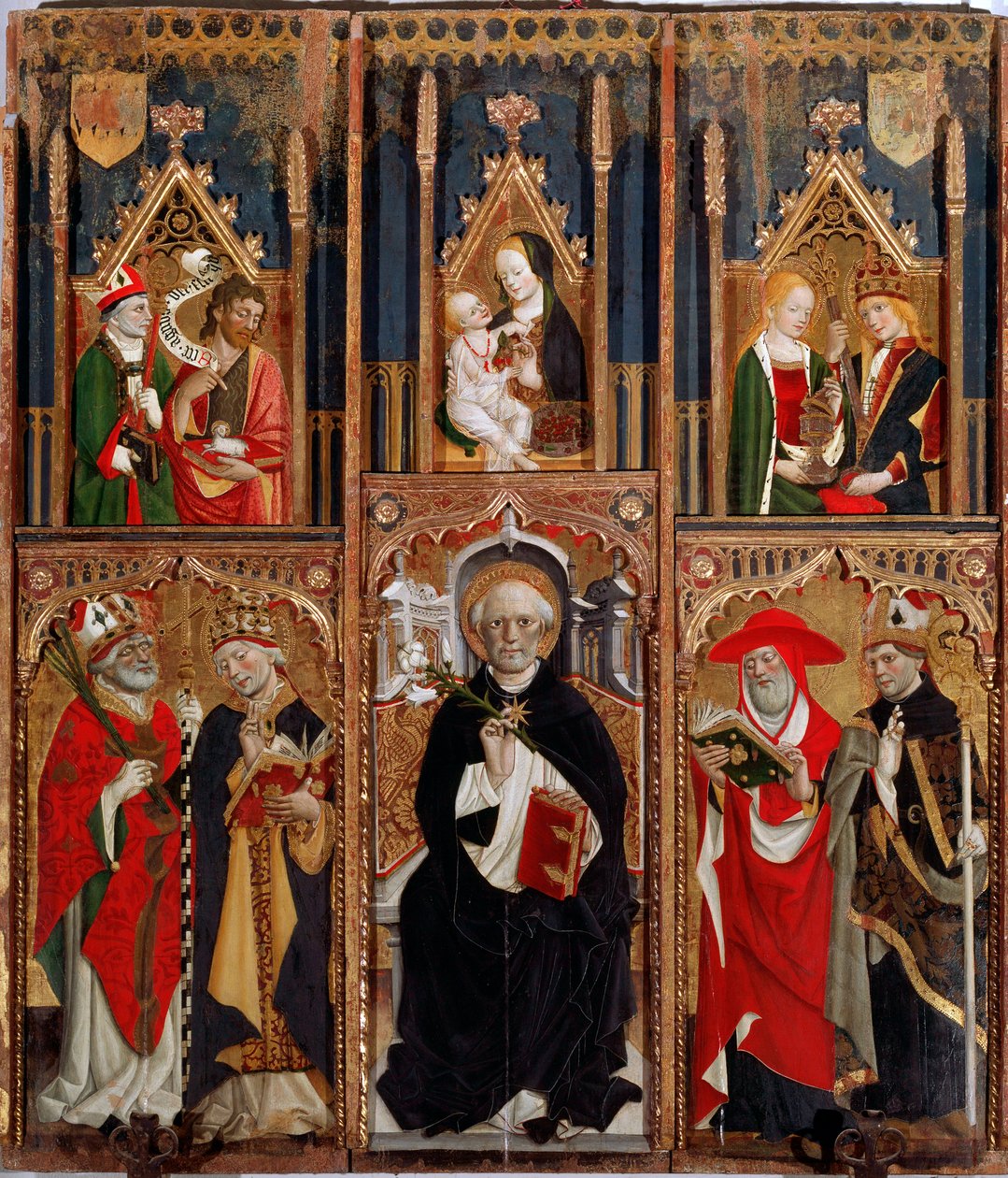 Oltářní obraz Reghezza: Svatá Dominika na trůnu (olej na desce, cca 1472) od Giovanni Canavesio
