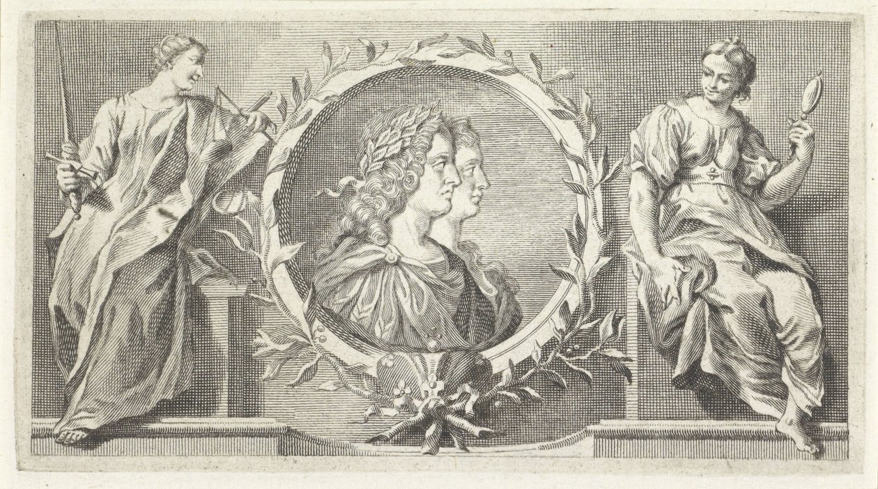 Kartuše s laureátem muže a ženy od Giovanni Cattini (attributed to)