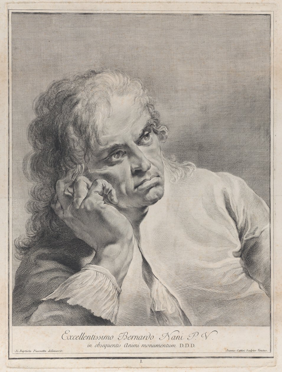 Zamyšlený muž opírající si hlavu o ruku, 1743. od Giovanni Cattini