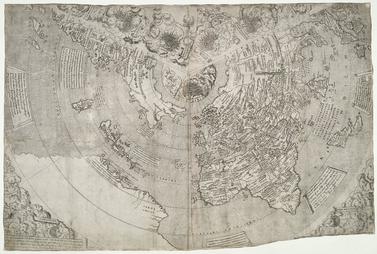 Mapa světa, Mundu [sic] spericum...budete znát píli Johna Matthewa Contareniho.. od Contariniho, Giovanniho a Francesca Rosselliho od Giovanni Contarini