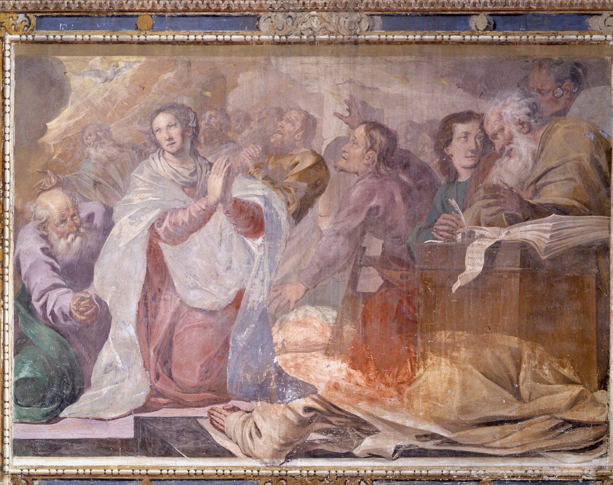Itálie, Lombardie, Pavia, Pavia Charterhouse (Certosa), Příběhy Ježíše a Marie, detail fresky od Giovanni Cristoforo Storer