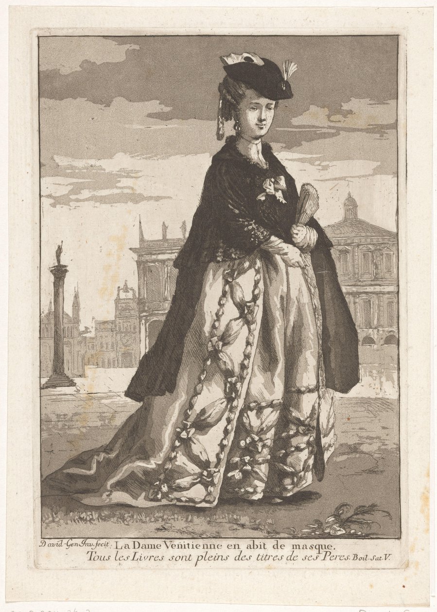 Benátská dáma La Dame Venitienne en habit de masque (název na objektu) Různé portréty (název série) od Giovanni David