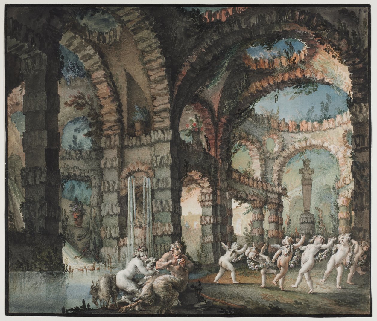 Rodina satyrů s tančícími cherubíny od Giovanni David