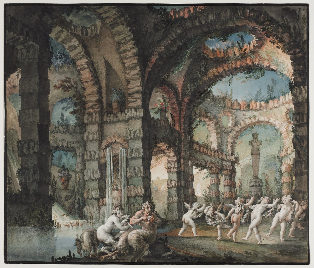 Rodina satyrů s tančícími cherubíny, c. 1775-1776. od Giovanni David