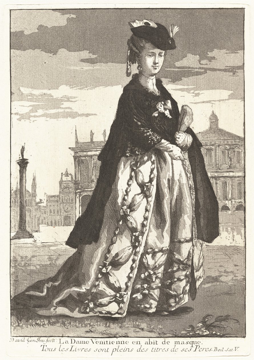 La Dame Venitienne en habit de masque (Benátská žena v karnevalových šatech) od Giovanni David