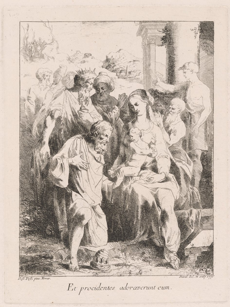 Klanění tří králů od Giovanni David, after Battista Dossi