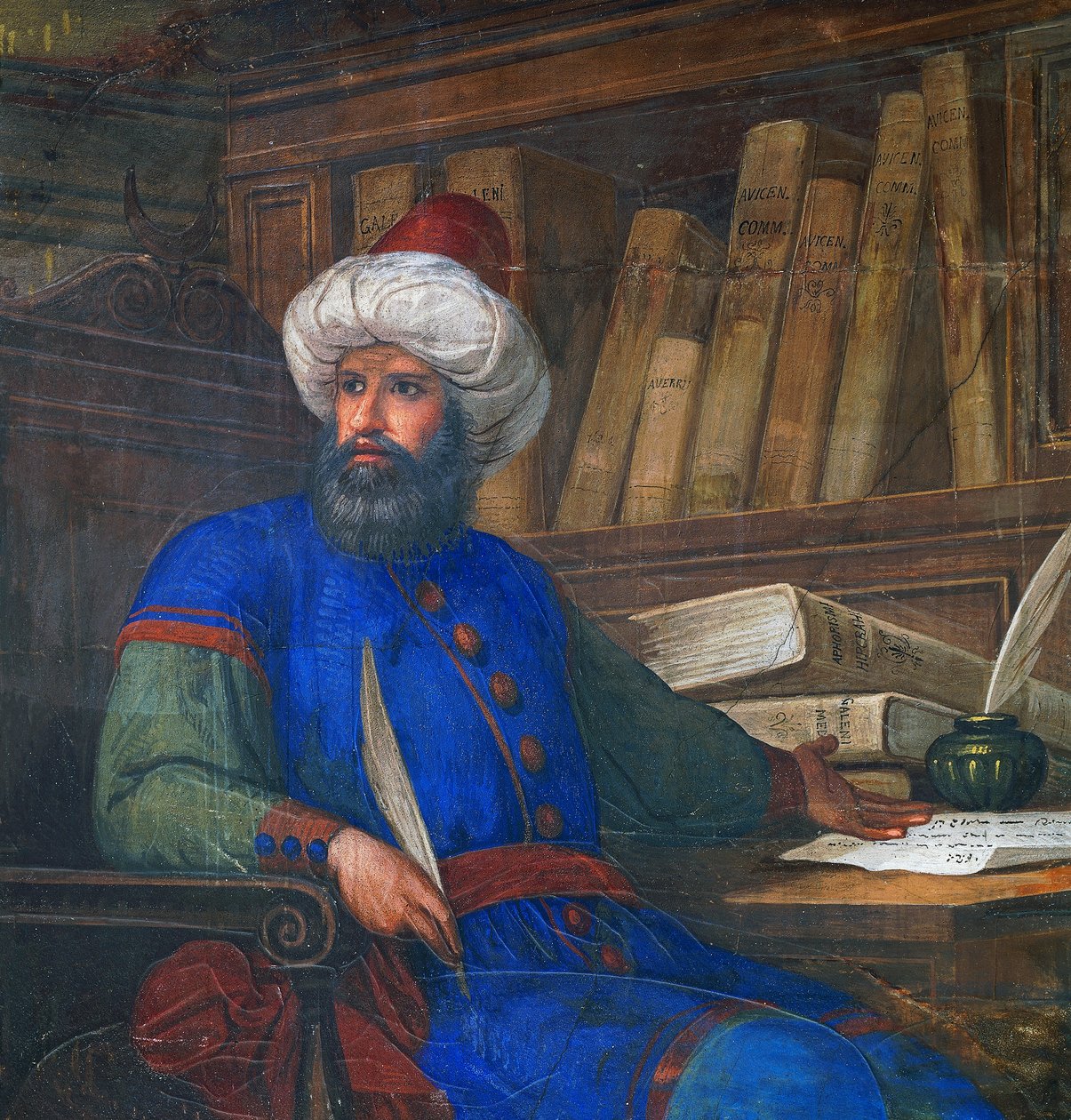 Portrét Andrea Alpago (1450-1522), lékař a filozof, freska Giovanni De Min (1786-1859), radnice, Belluno, Veneto, Itálie od Giovanni De Min