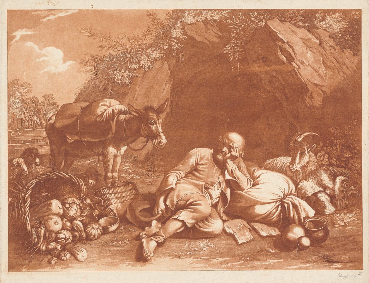 Starý muž opřený o pytel od Giovanni De Pian after Francesco Londonio