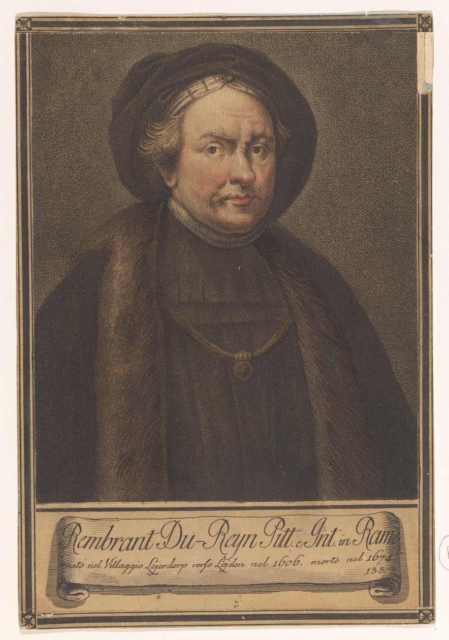 Portrét umělce Rembrandta Harmensze. z Rýna Portréty umělců (název série) od Giovanni Domenico Campiglia