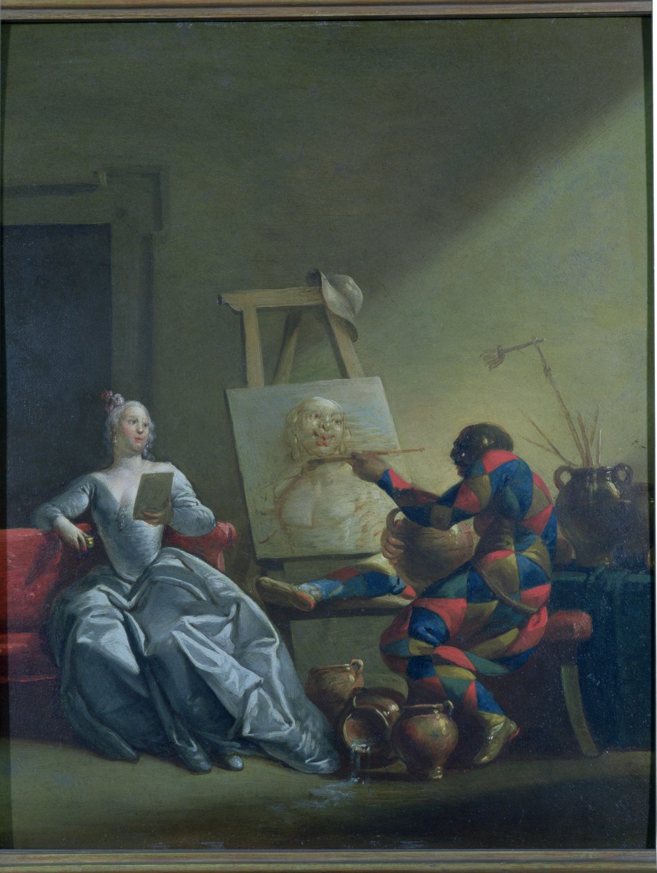 Malíř Harlekýn, kolem roku 1742 od Giovanni Domenico Ferretti