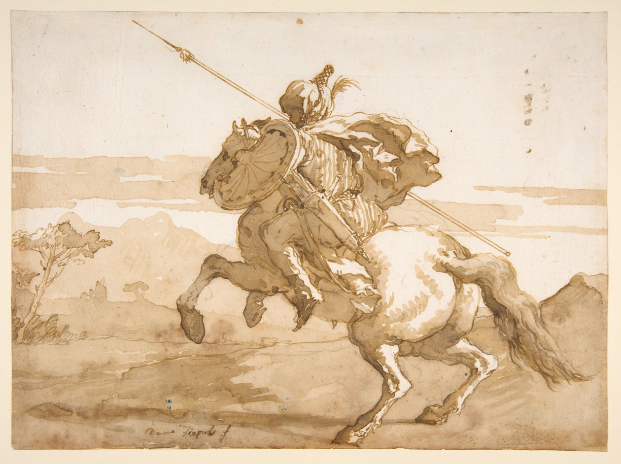 Ein orientalischer Reiter od Giovanni Domenico Tiepolo