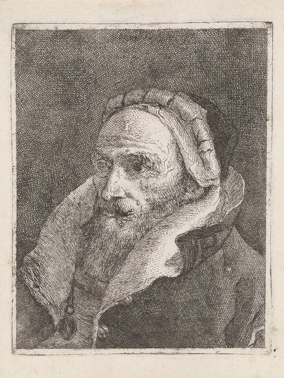 Vousatý stařec s čepicí, z díla „Raccolta di Teste“ (Sbírka hlav) od Giovanni Domenico Tiepolo