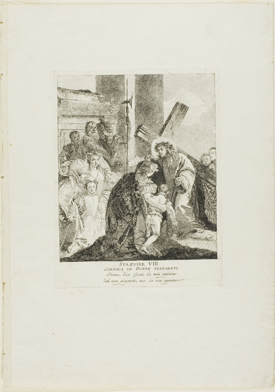 Kristus utěšuje plačící ženy, osmá deska z křížové cesty od Giovanni Domenico Tiepolo