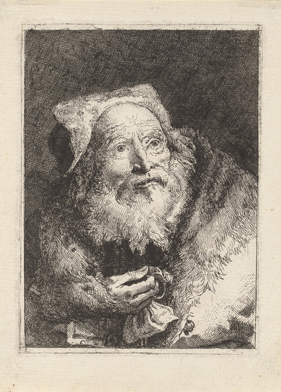 Starší muž s náramkem z Raccolta di Teste (sbírka hlav) od Giovanni Domenico Tiepolo