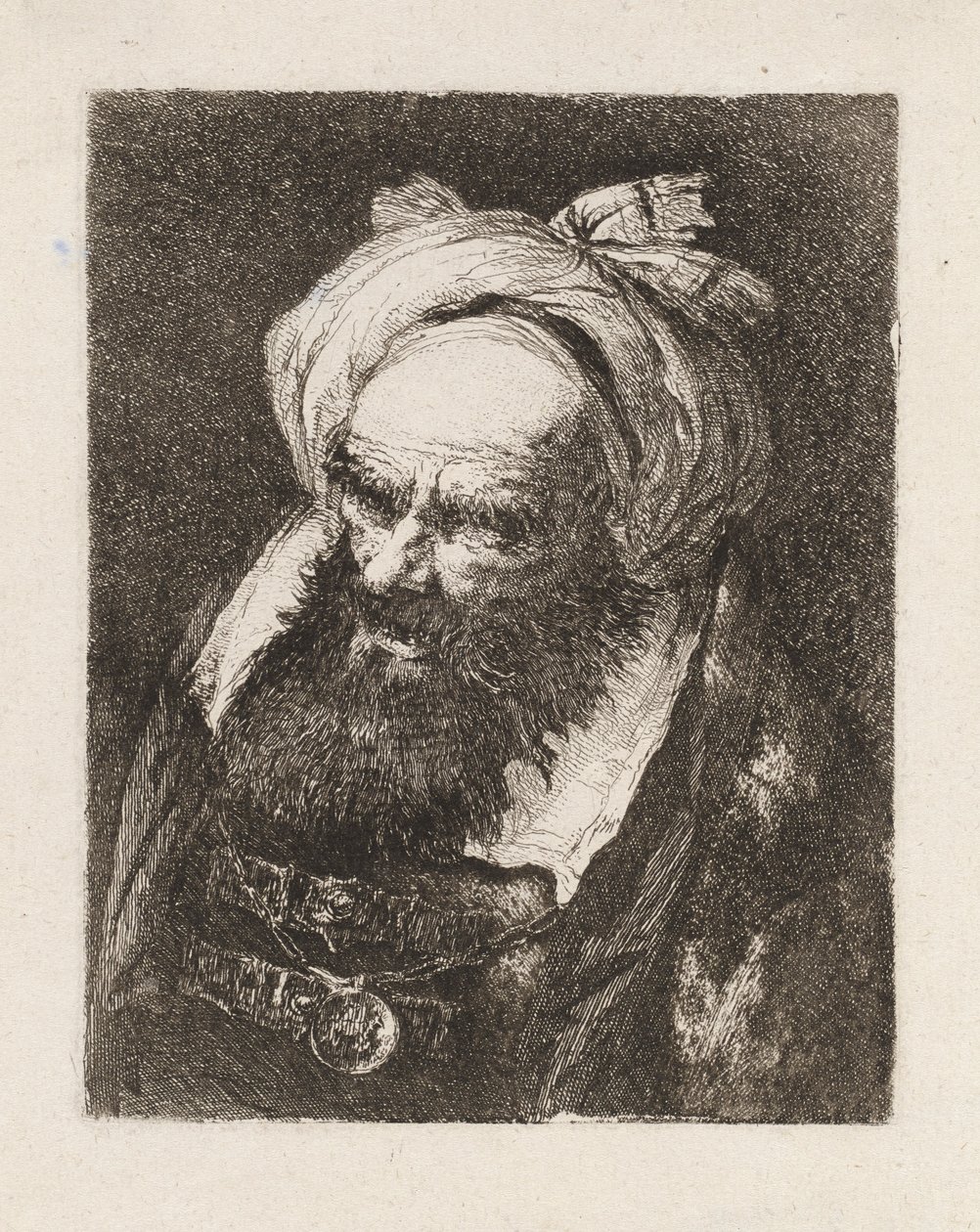 Starší muž s turbanem z Raccolta di Teste (sbírka hlav) od Giovanni Domenico Tiepolo