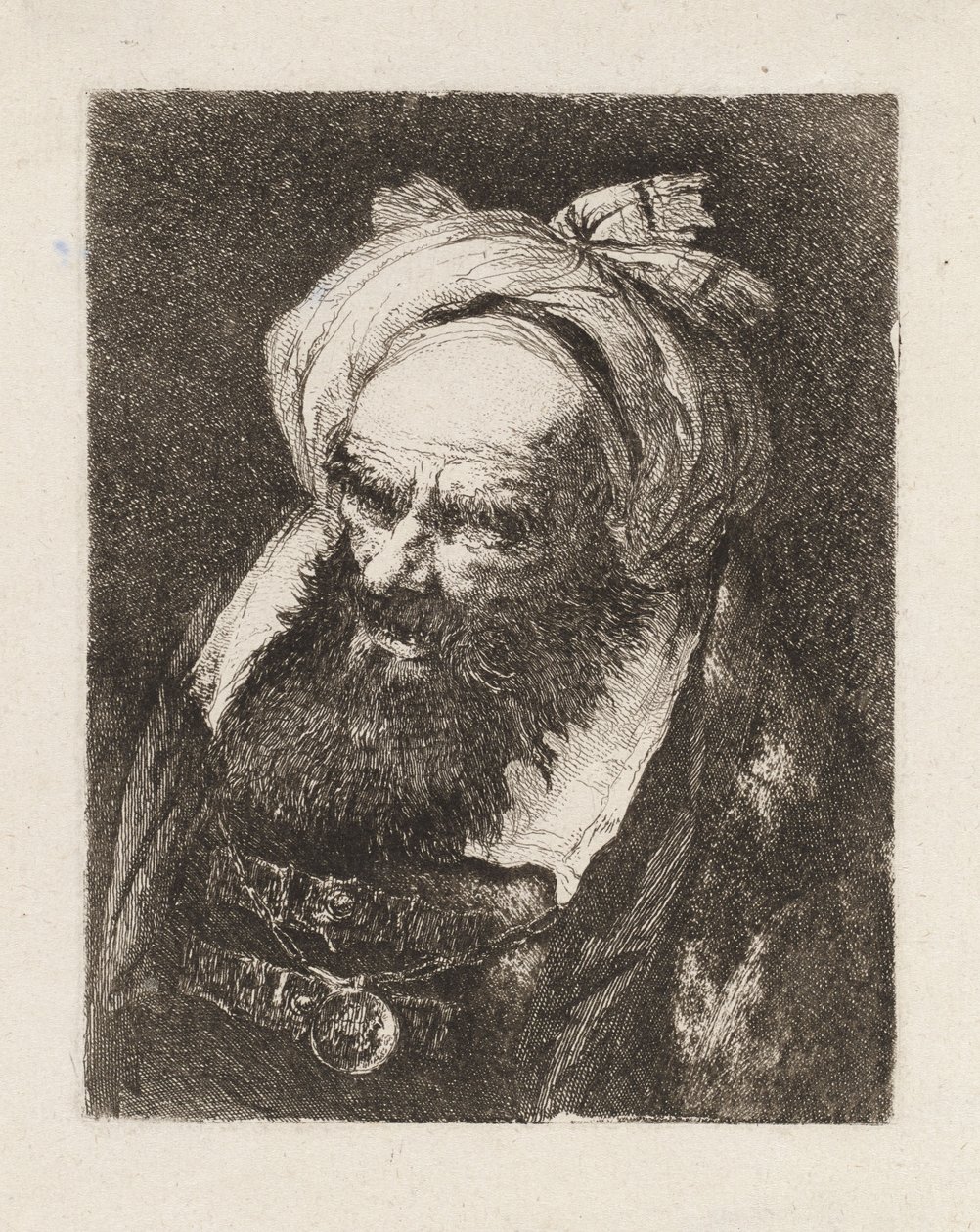 Starší muž s turbanem, z díla „Raccolta di Teste“ (Sbírka hlav) od Giovanni Domenico Tiepolo