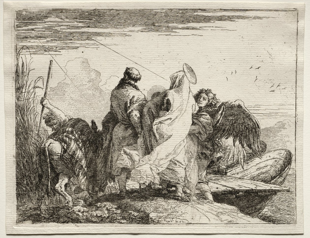 Útěk do Egypta: Svatá rodina opouští břeh od Giovanni Domenico Tiepolo