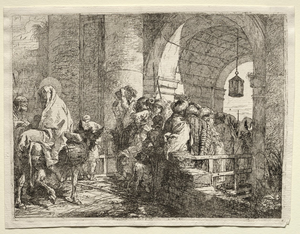 Útěk do Egypta: Svatá rodina procházející pod obloukem. od Giovanni Domenico Tiepolo