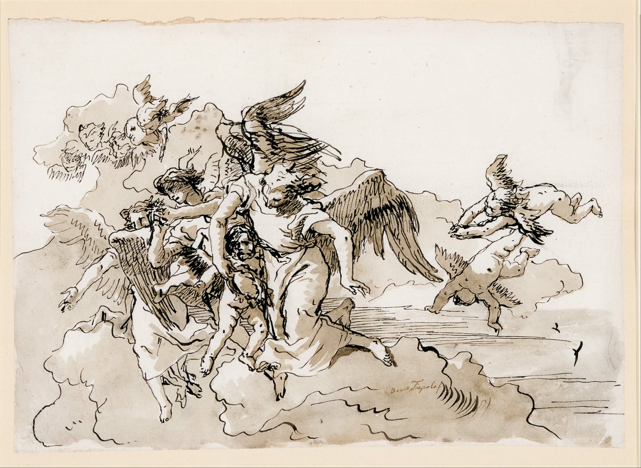 Létající andělé a Putti od Giovanni Domenico Tiepolo