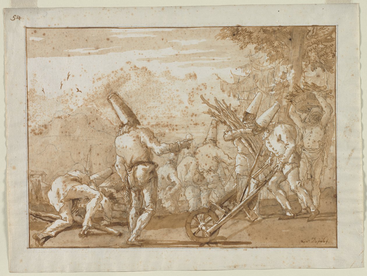 Sběr dřeva od Giovanni Domenico Tiepolo