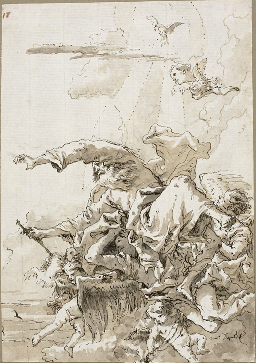 Bůh Otec podporovaný anděly v oblacích, II od Giovanni Domenico Tiepolo