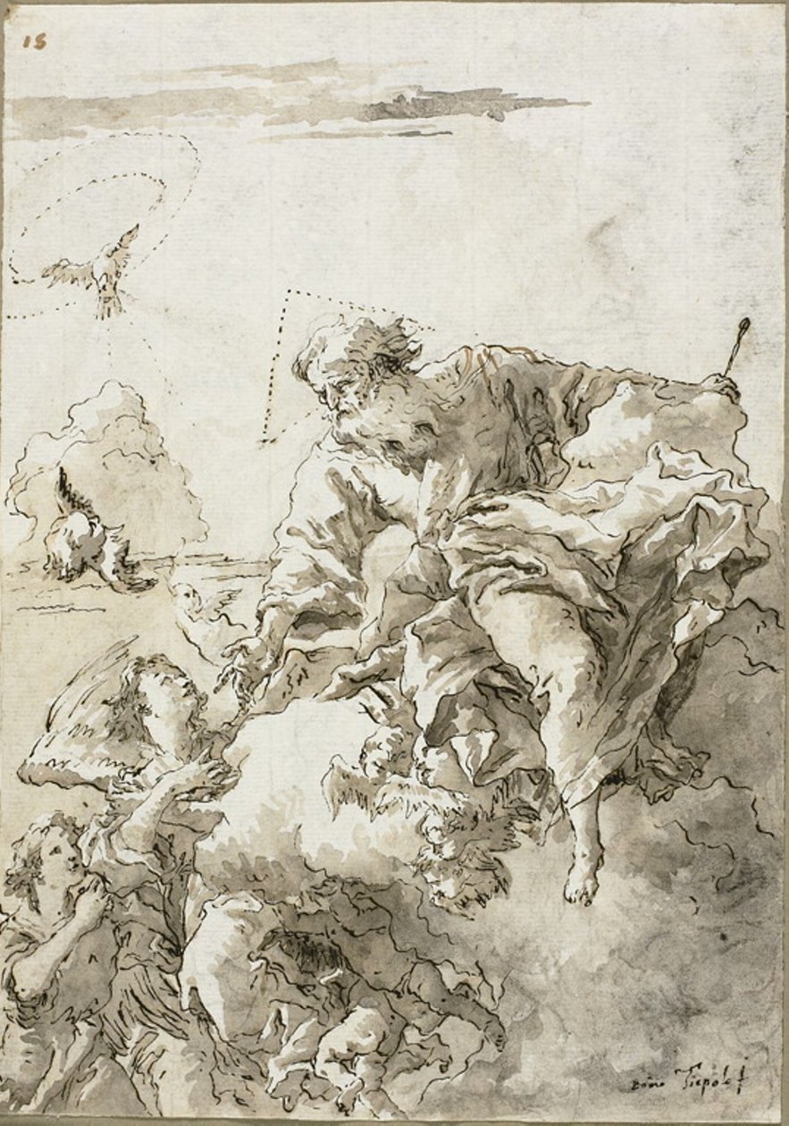 Bůh Otec podporovaný anděly v oblacích, I od Giovanni Domenico Tiepolo