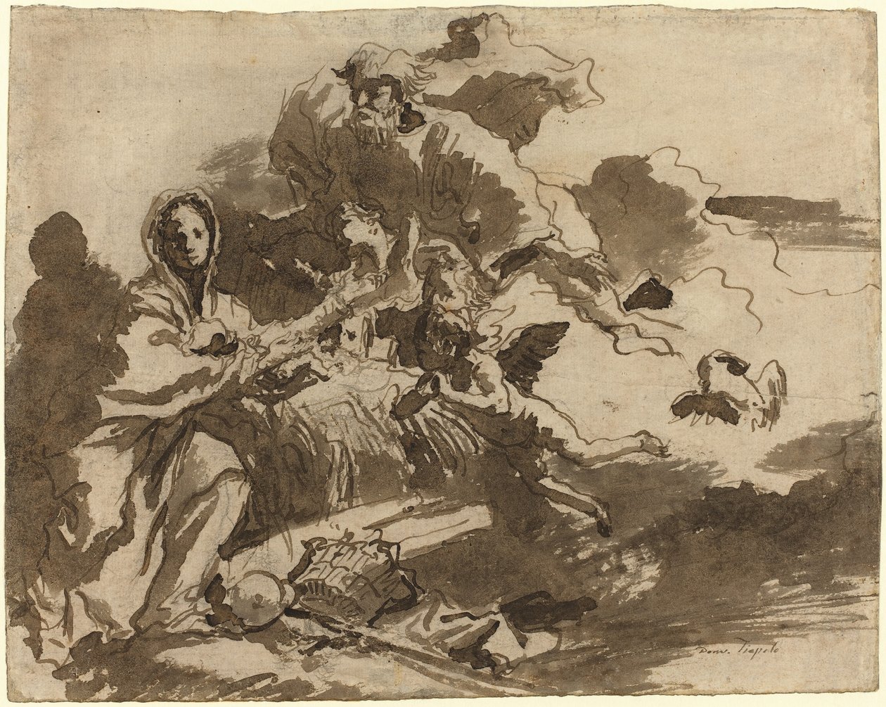 Bůh Otec a andělé adorující Madonu s dítětem [recto] od Giovanni Domenico Tiepolo