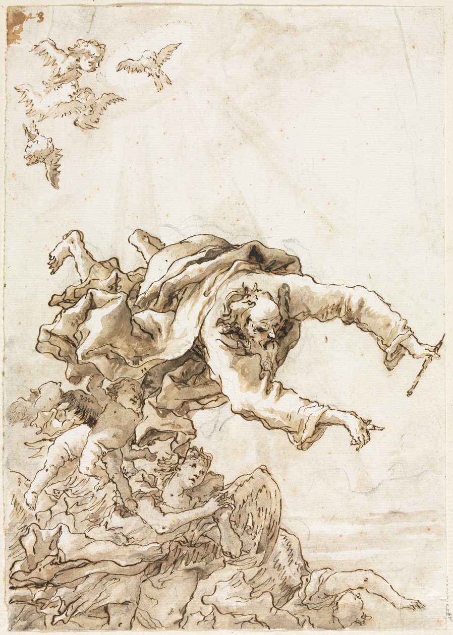Bůh Otec s anděly a cherubíny, 1758 nebo později. od Giovanni Domenico Tiepolo