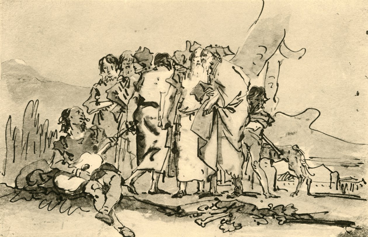 Skupina starých a mladých mužů, polovina konce 18. století, 1928 od Giovanni Domenico Tiepolo