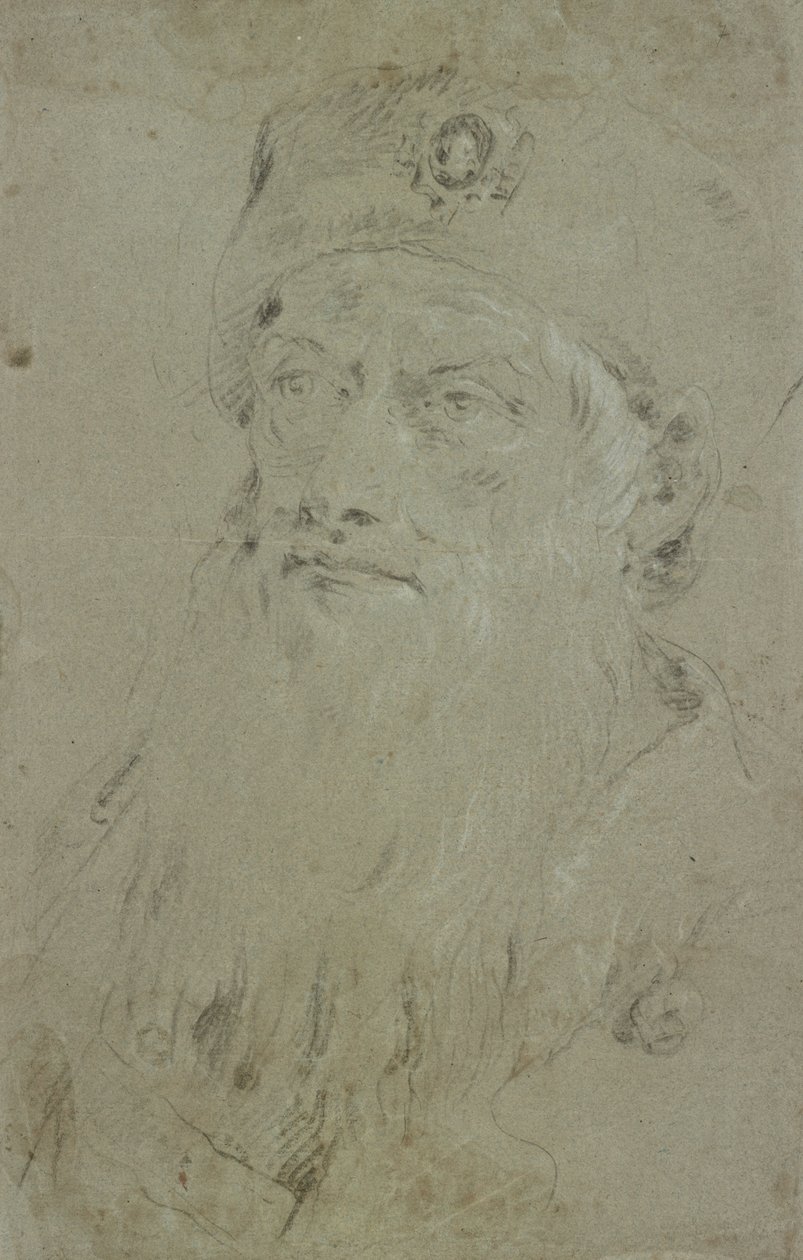Hlava vousatého orientálního muže od Giovanni Domenico Tiepolo