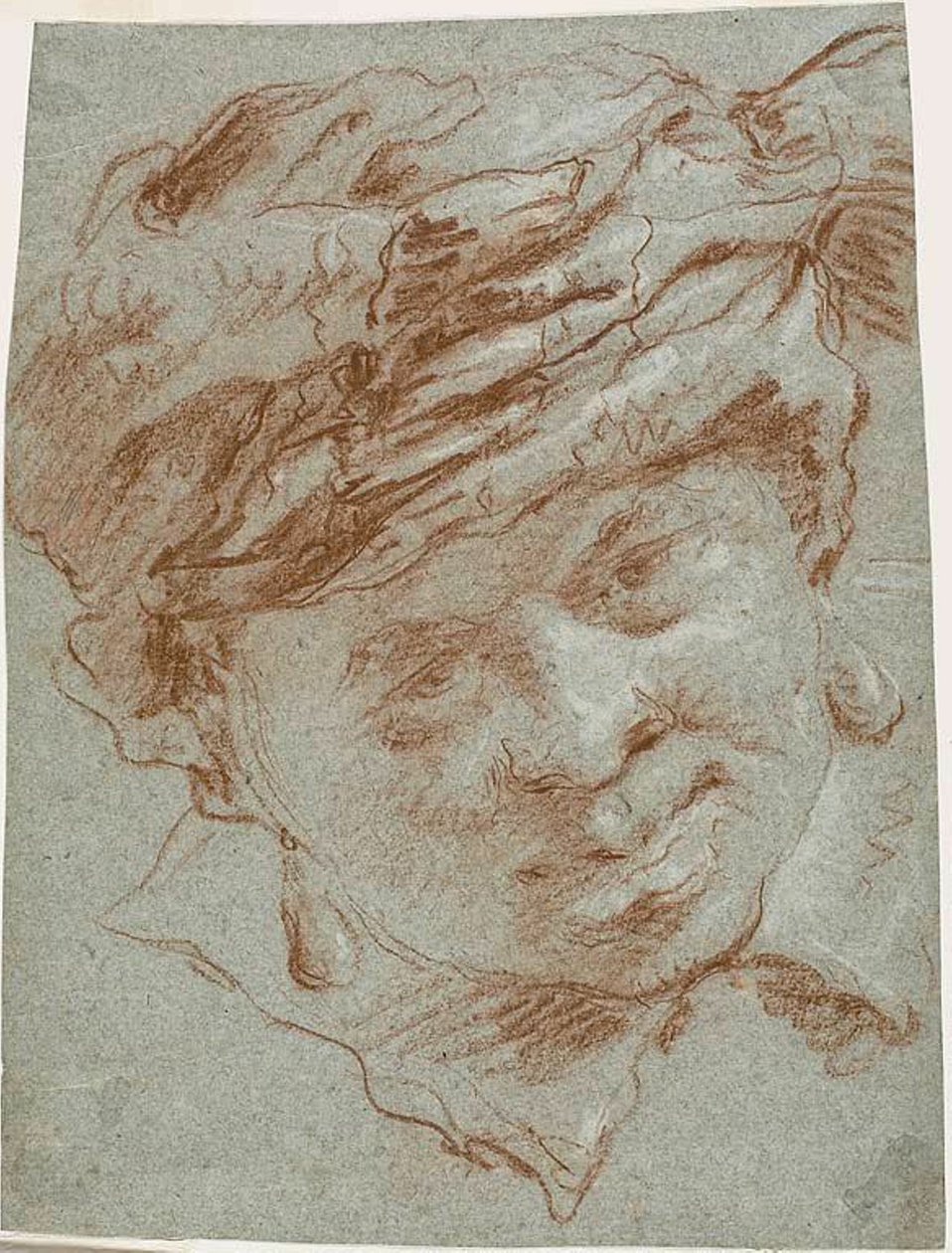 Hlava chlapce s turbanem od Giovanni Domenico Tiepolo