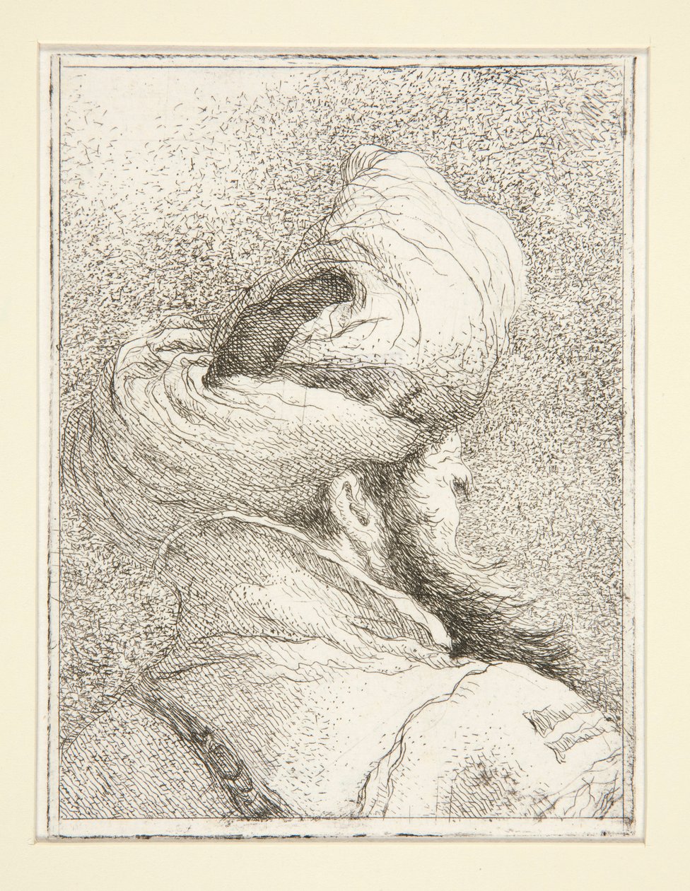 Hlava Turka, ze série Raccolta di Teste, Libro Secondo (Sbírka hlav, kniha druhá) od Giovanni Domenico Tiepolo