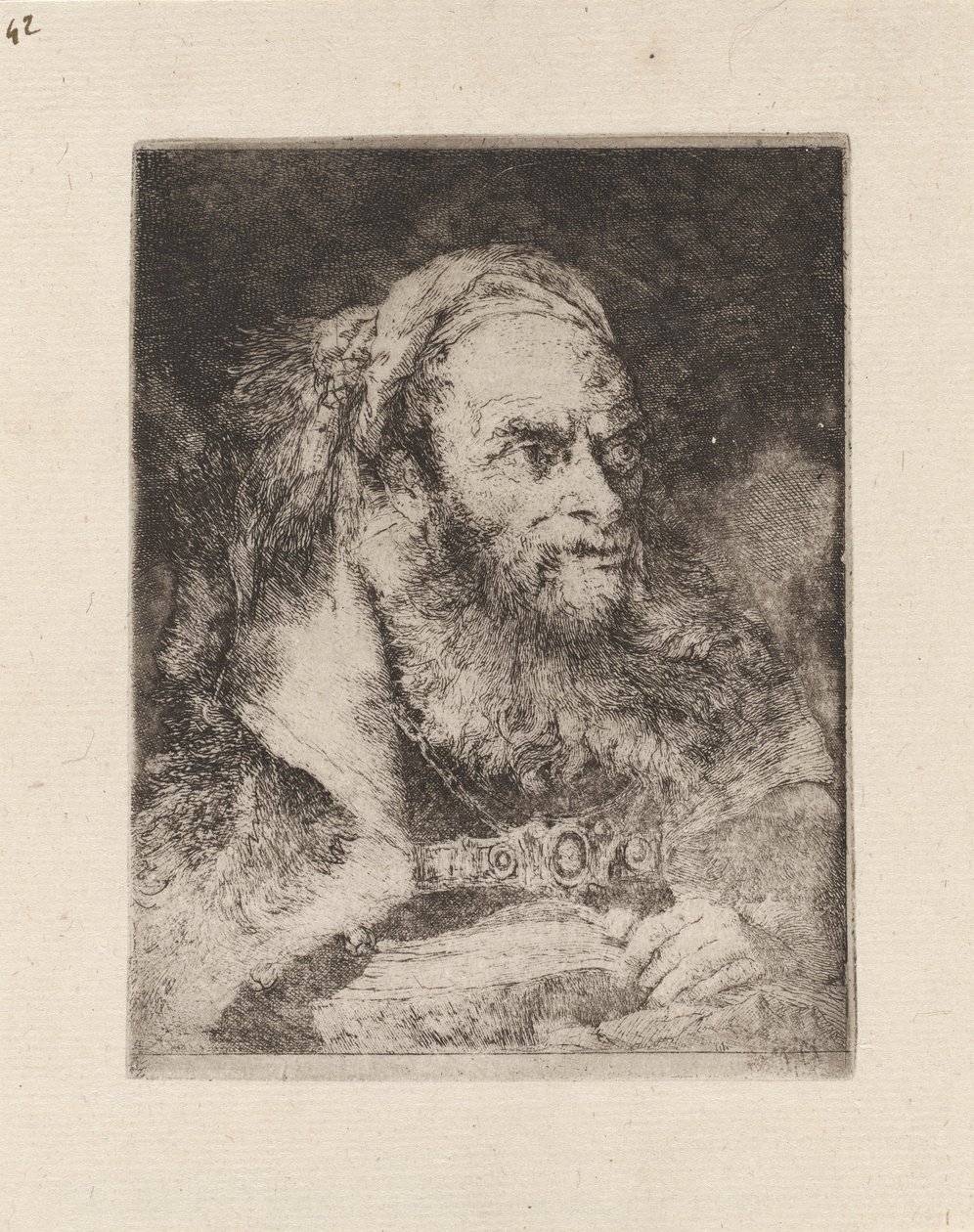 Hlava orientálního, kniha v ruce, z Raccolta di Teste (sbírka hlav) od Giovanni Domenico Tiepolo