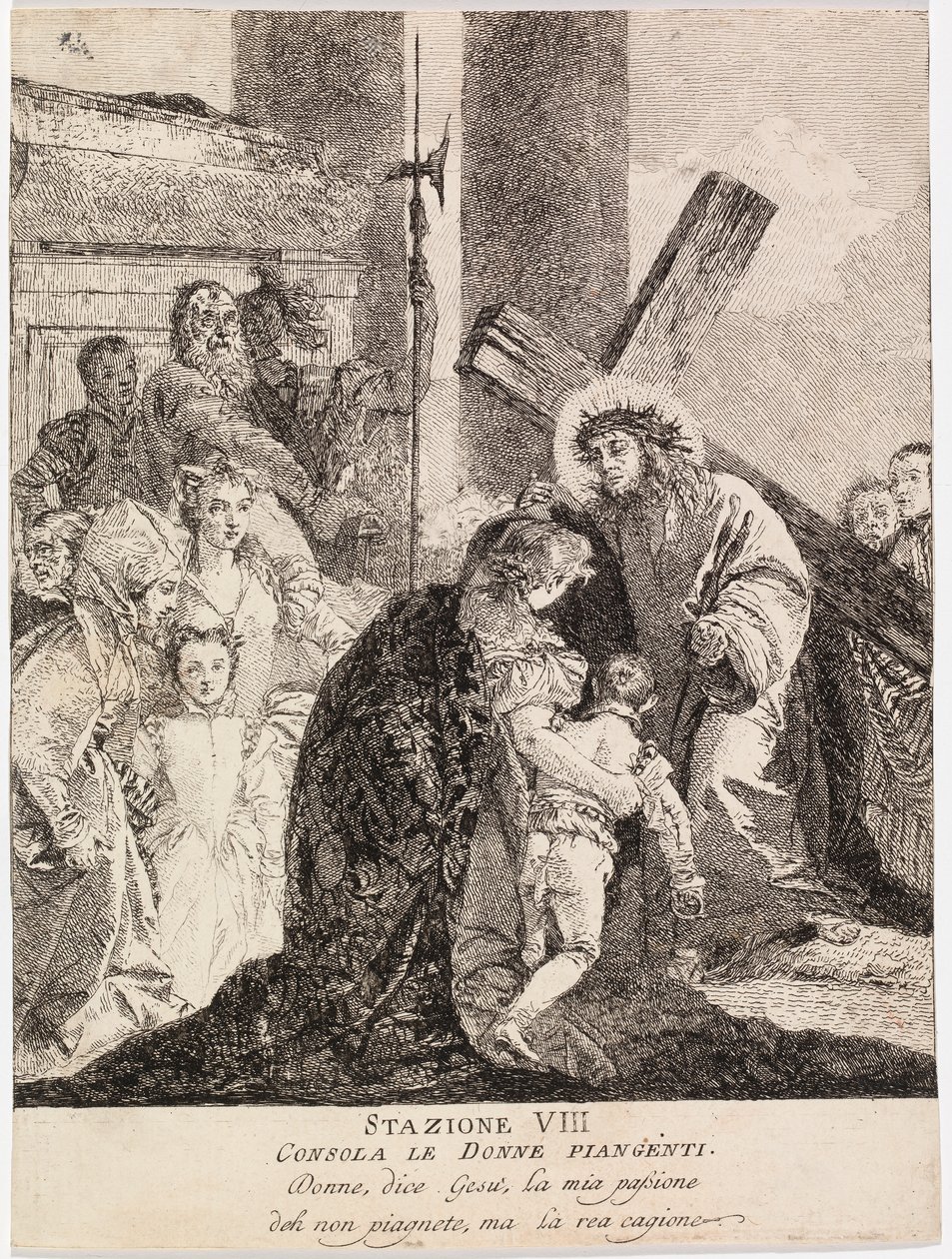 Ježíš utěšuje plačící jeruzalémské ženy od Giovanni Domenico Tiepolo